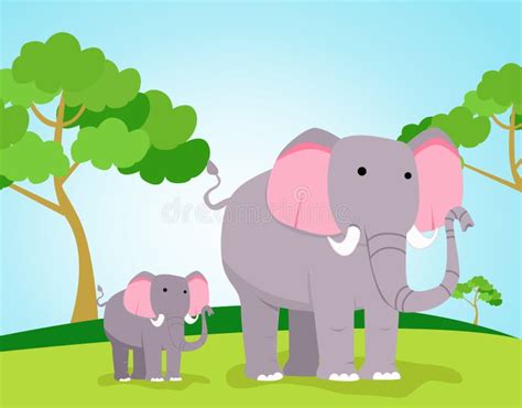 Mother And Baby Elephant Cartoon Stock Vector Illustration Of Kind
