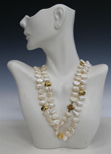 Sold Price 14 Kt Yellow Gold And Baroque Large Necklace April 2 0120
