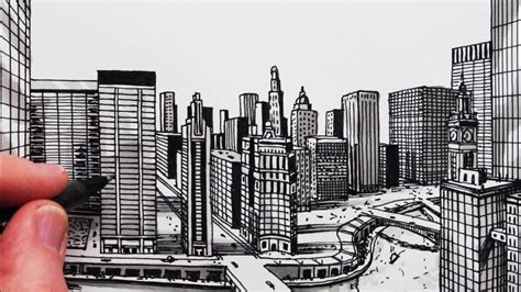 How To Draw A City In One Point Perspective Chicago