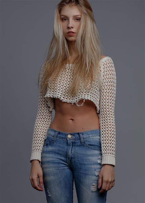 Alice Tarasenko Women Model Blonde Looking At Viewer White Tops