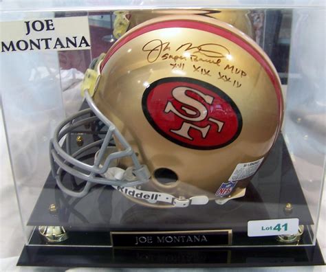 Joe Montana Signed 49ers Ridell Helmet Inscribed Superbowl Mvp Xvi