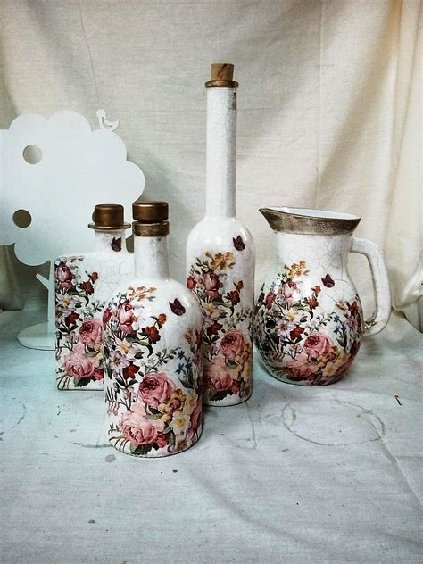 Decoupage Glass Bottles With Cracle Decoupage Candle Holder Decoupage