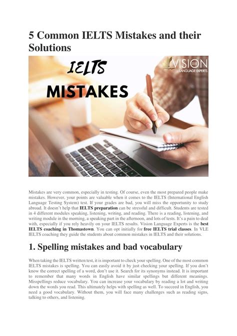 Ppt Common Ielts Mistakes And Their Solutions Powerpoint