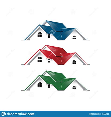 Real Estate Logo Graphic House Simple Unique Blue Red Green Color