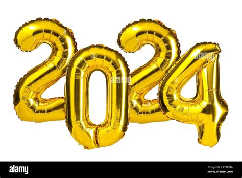 New Year 2024 Celebration Golden Yellow Foil Color Balloons 2024