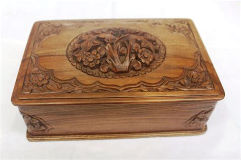 Kashmiri Box Of Walnut Wood Carved Jewelry Box By Handmadeindian