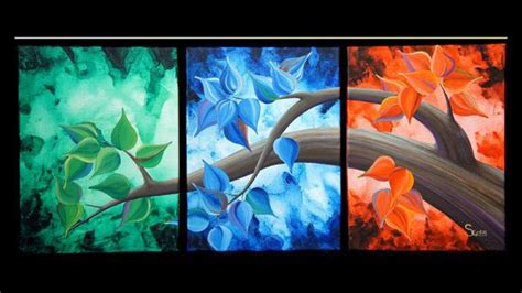 Triptych Art Canvas Painting Abstract Art Contemporary Landscape Modern