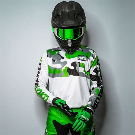 Customised Motocross Jersey - Green/White Camo (Adult) - MotoLoko