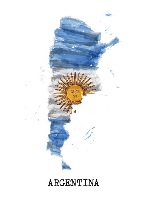 Argentina Flag Watercolor Painting Design And Country Map Shape With