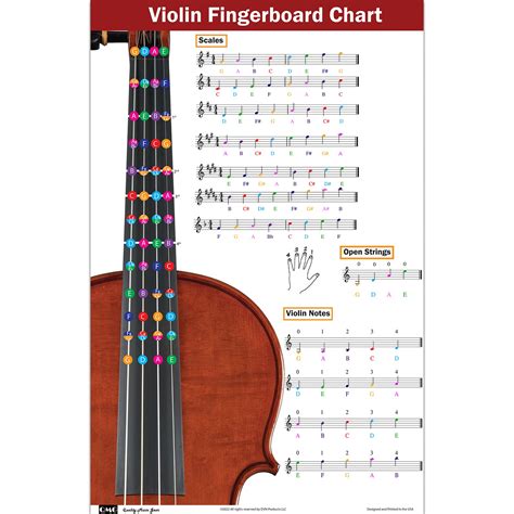 Buy Violin Fingering Chart With Color Coded Notes Learn Violin Scales Techniques Suitable For