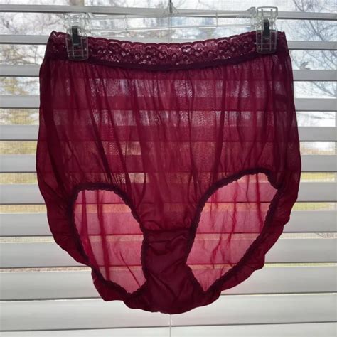 Hanes Nylon Sheer Granny Panty Brief Cotton Crotch Womens Size 10 Maroon New 1999 Picclick