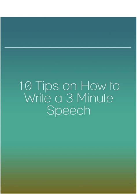 10 Tips On How To Write A 3 Minute Speech