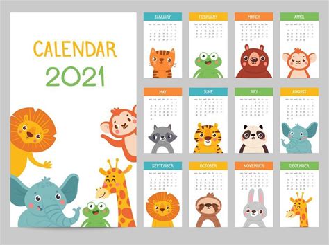 Calendario 2021 Bonito De Animales En Pdf Calendario Mensual