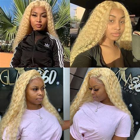 Blonde Deep Wave X X Transparent Lace Front Human Hair Wigs