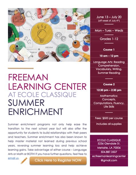 Freeman Learning Center Summer Enrichment Program