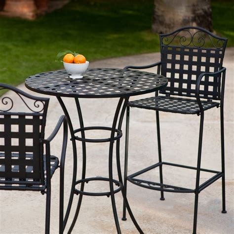 High Bistro Set Bar Height Patio Outdoor Porch Table Chairs Wrought Iron 3 Piece For Sale Online