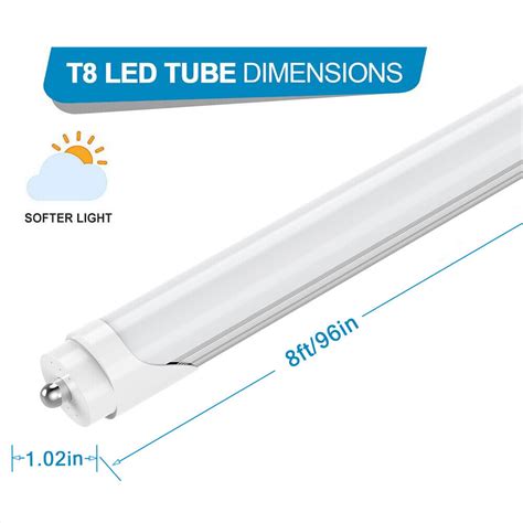 45w 72w T8 8ft Led Shop Light Bulbs Fa8 Single Pin Led Tube Light 5000k