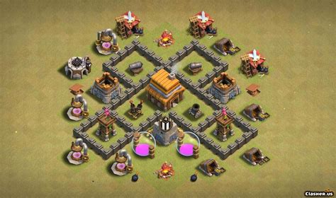 Town Hall 4 TH4 War Trophy Base 150 With Link 0 2022 War Base