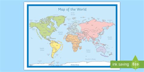 Labelled World Map Poster Teacher Made