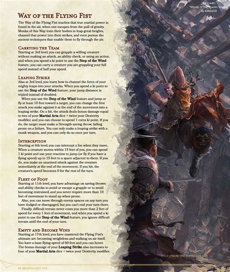 The Way Of The Flying Fist Monk — Dnd Unleashed A Homebrew Expansion