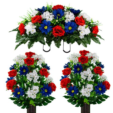 Summer flowers and spring flowers are also used. Sympathy Silks Artificial Cemetery Flowers-Realistic ...