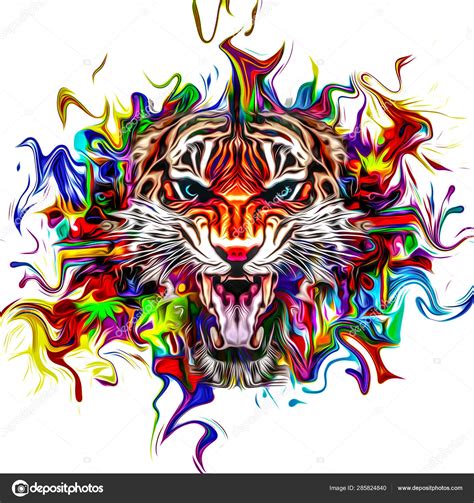 Abstract Illustration Angry Tiger Face — Stock Photo © Valik4053022