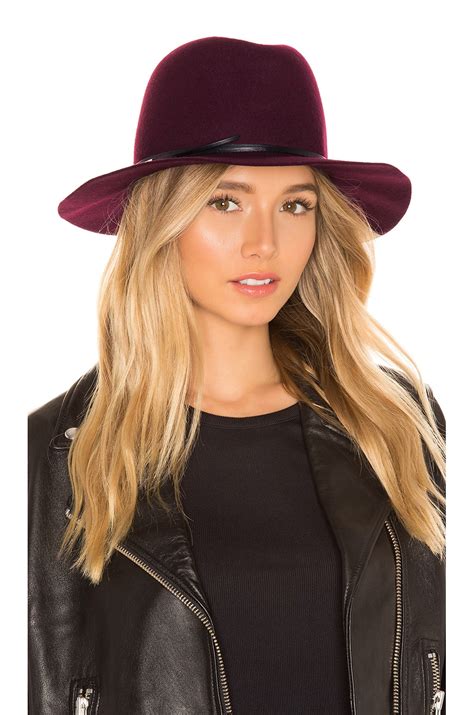 Hat Attack Bella Felt Hat In Burgundy And Black And Silver Bars Revolve