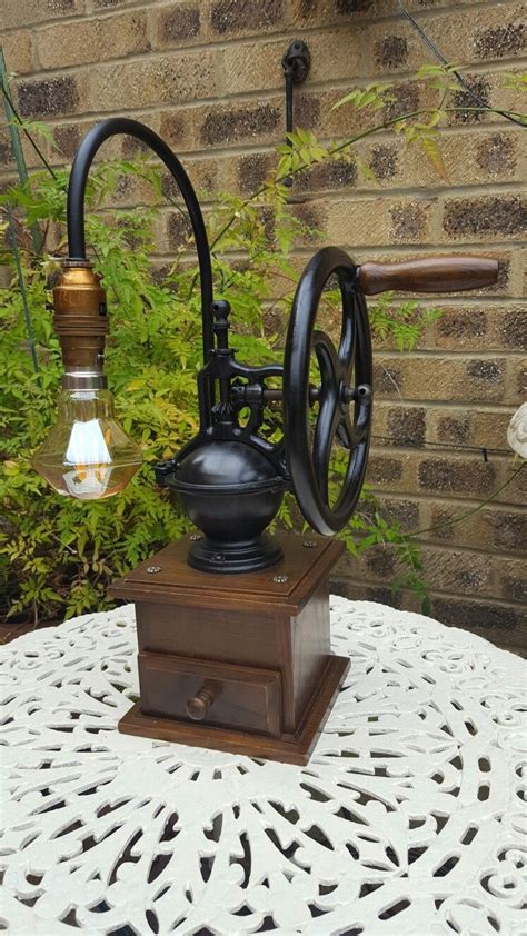 The degree of the grind in your coffee grinder should be carefully adjusted. Vintage Coffee Grinder Lamp. #vintage #lamp #coffee # ...