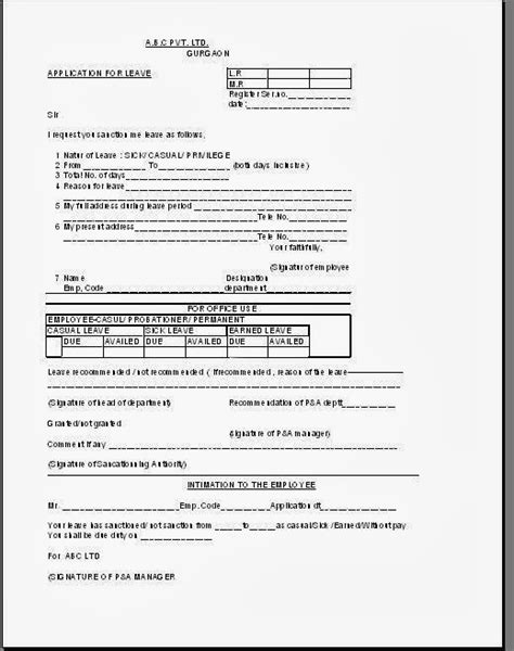 Free sample leave application form templates at. Leave Application Form in Excel