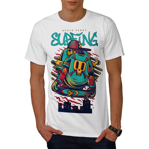 Wellcoda Surf Cool Skull Fashion Mens T Shirt Graphic Design Printed