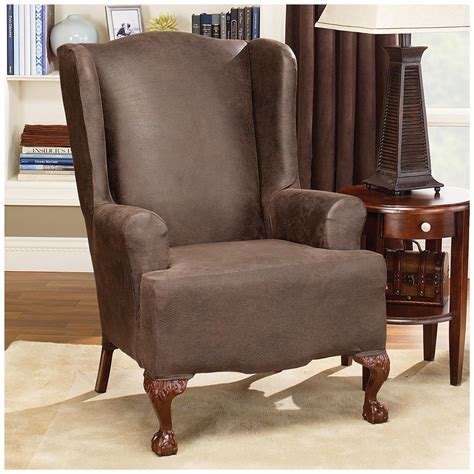 But this wing chair slipcover is not without mistakes and flaws!! Sure Fit® Stretch Leather Wing Chair Slipcover - 581253 ...