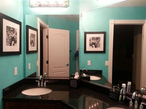 Bathrooms remodel guest bathroom decor blue bathroom accessories tiffany inspired bedroom bathroom redecorating tiffany blue bathrooms bathroom makeover home blue painted furniture. Might change up my bathroom to turquoise black and white ...