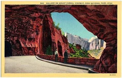Vintage Utah Postcard Gallery In The Mount Carmel Highway Tunnel