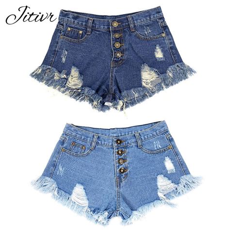 Ladies Hole Loose Plus Size Sexy Ultra Short Women High Waisted Denim