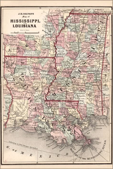 Items Similar To 24x36 Poster Map Of Mississippi And Louisiana 1863 On