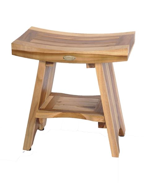 Buy Ecodecors Serenity Shower Stool Natural Teak Wood Shower Bench With