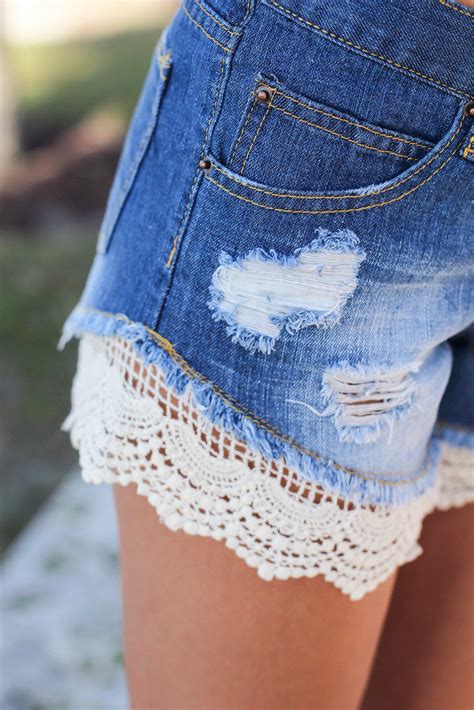 Denim Shorts With Crochet Trim Shorts Saved By The Dress
