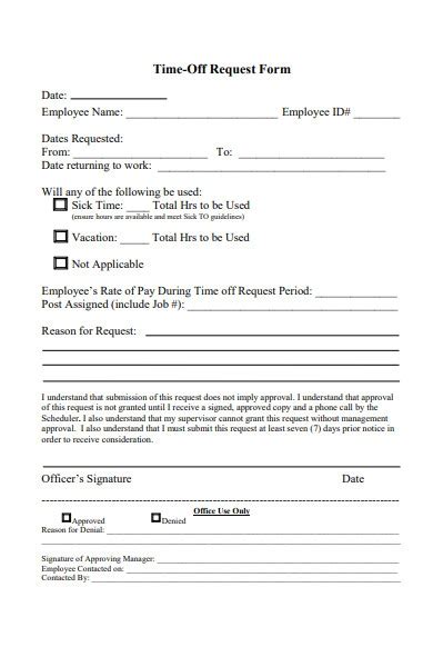 Free Time Off Request Forms In Pdf Ms Word Doc Hot Sex Picture