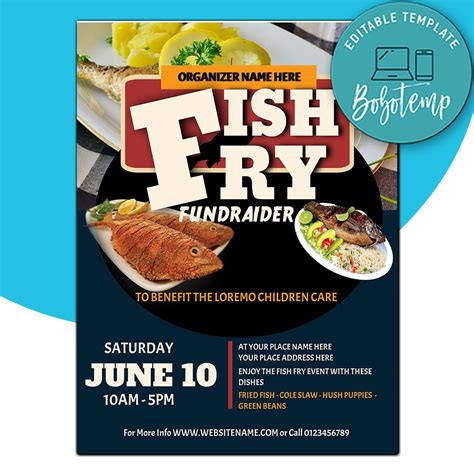 Fish Fry Flyer Template Instant Download Createpartylabels