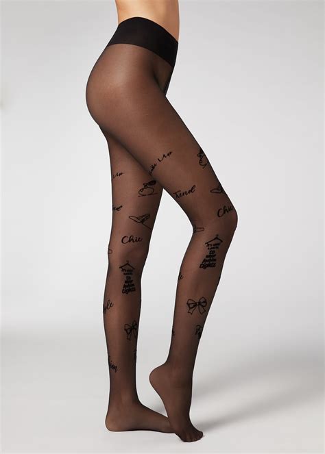 Fashion Flock Denier Sheer Tights Calzedonia