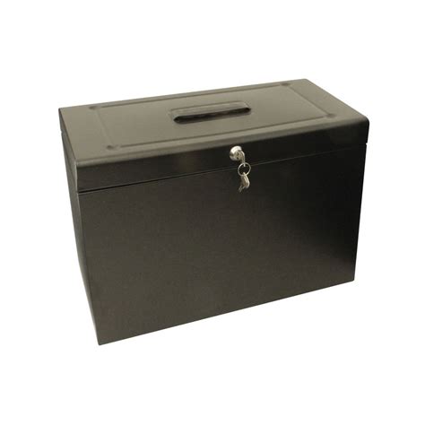 Cathedral Black Foolscap Lockable Metal Box File Hobk