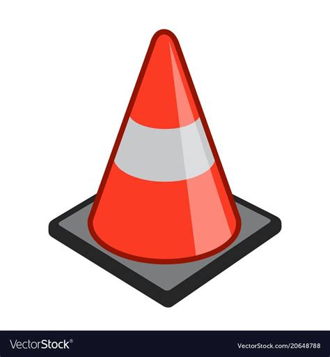 Safety Cone Pylon Icon Vector Simple Cartoon Illustration Bright