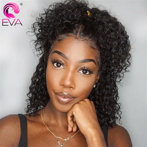Eva 13x4 Short Curly Lace Front Human Hair Wigs Pre Plucked With Baby Hair Brazilian Lace Front