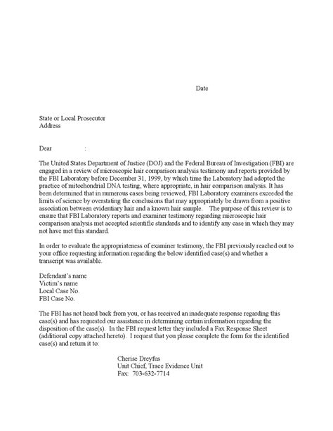 A listing of the fbi law enforcement bulletin's monthly online content from 2010 to present. Sample Letter to Presecutors — FBI