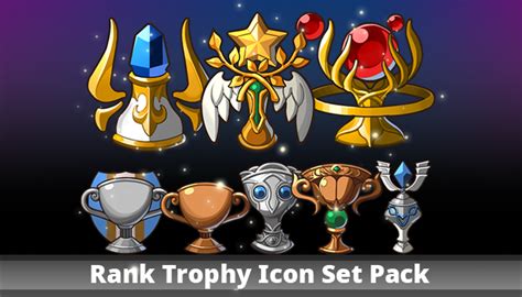 Rank Trophy Icon Set Pack Gamedev Market Icon Set Hand Drawn Icons
