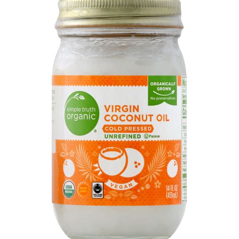 Simple Truth Organic Virgin Coconut Oil Unrefined Cold Pressed 14 Oz