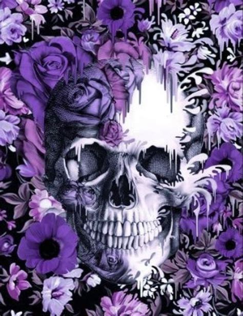 skull with purple flowers skull artwork illustrations skull wallpaper sugar skull wallpaper