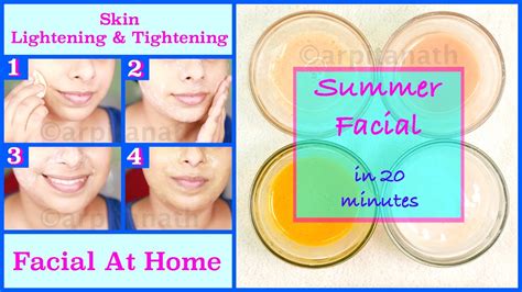 Skin Lightening And Tightening Summer Facial At Home In 20 Minutes Youtube