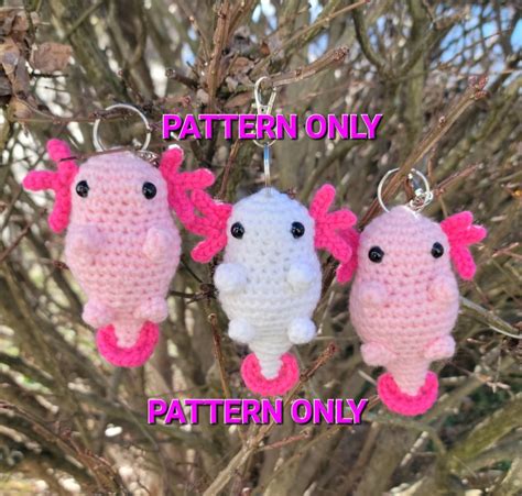Pattern Chonky Axolotl Crochet Keychain Amigurumi Pattern Etsy