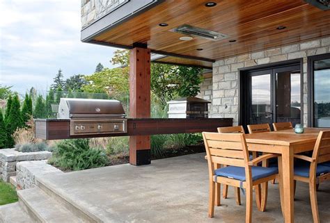 Patio Built In Grill Patio Contemporary With Floating Shelf Outdoor